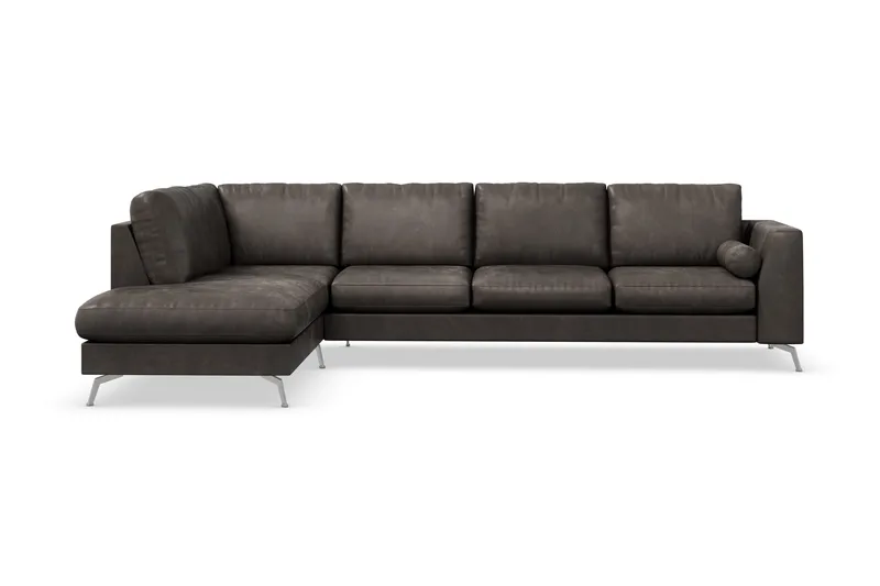 Ocean Lyx 4-personers Venstrevendt L-formet Chaiselongsofa i Kunstlæder - Mørkegrå - Møbler - Sofaer - Sofa med chaiselong - 4 personers sofa med chaiselong