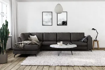 Ocean Lyx 4-personers Venstrevendt L-formet Chaiselongsofa i Kunstlæder - Mørkegrå - Møbler - Sofaer - Sofa med chaiselong