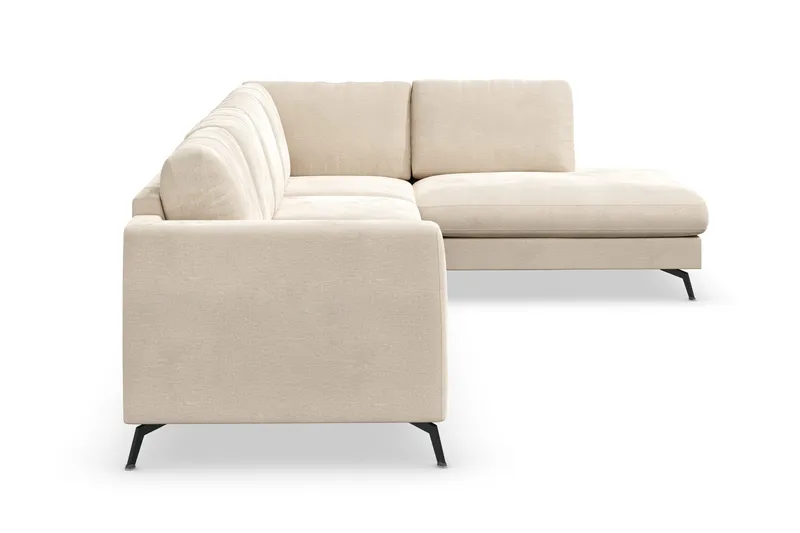 Ocean Lyx 4-personers Højrevendt L-formet Chaiselongsofa i Fløjl - Beige - Møbler - Sofaer - Sofa med chaiselong - 4 personers sofa med chaiselong