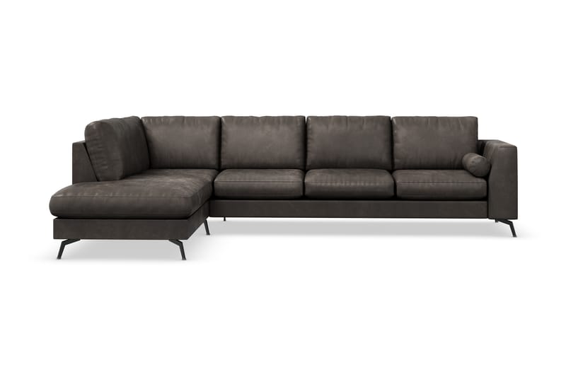 Ocean Lyx 4-personers Venstrevendt L-formet Chaiselongsofa i Kunstlæder - Mørkegrå - Møbler - Sofaer - Sofa med chaiselong