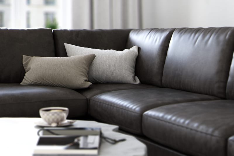 Ocean Lyx 4-personers Venstrevendt L-formet Chaiselongsofa i Kunstlæder - Mørkegrå - Møbler - Sofaer - Sofa med chaiselong