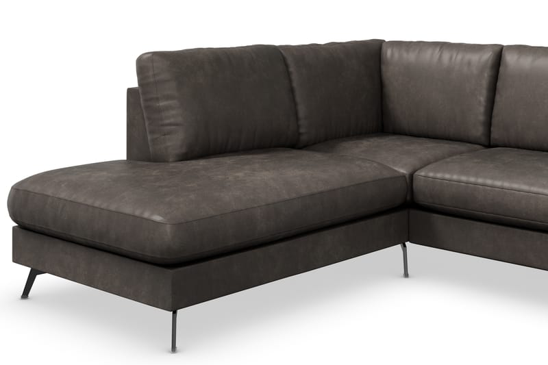 Ocean Lyx 4-personers Venstrevendt L-formet Chaiselongsofa i Kunstlæder - Mørkegrå - Møbler - Sofaer - Sofa med chaiselong