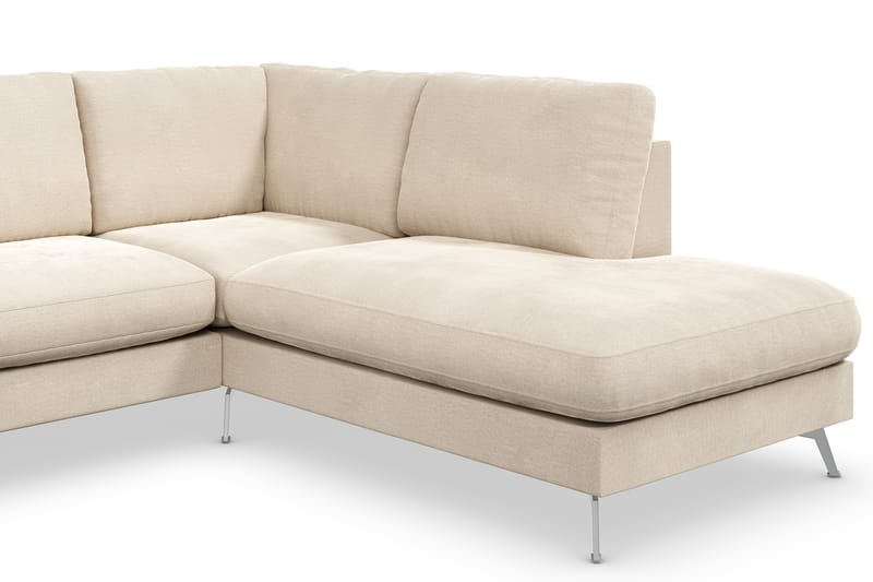 Ocean Lyx 4-personers Højrevendt L-formet Chaiselongsofa i Fløjl - Beige - Møbler - Sofaer - Sofa med chaiselong