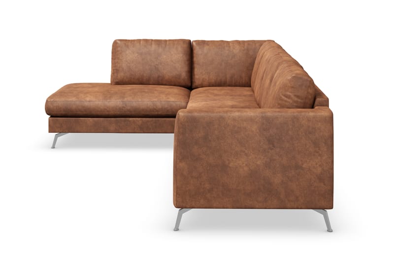 Ocean Lyx 4-personers Venstrevendt L-formet Chaiselongsofa i Kunstlæder - Brun - Møbler - Sofaer - Sofa med chaiselong