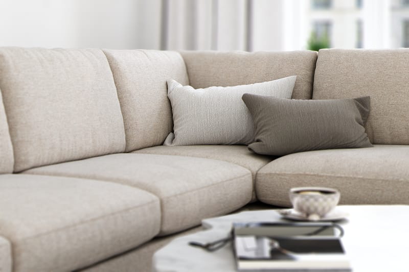 Ocean Lyx 4-personers Højrevendt L-formet Chaiselongsofa i Stof - Beige - Møbler - Sofaer - Sofa med chaiselong