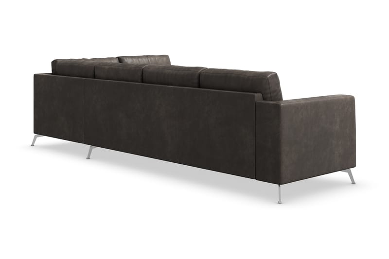 Ocean Lyx 4-personers Højrevendt L-formet Chaiselongsofa i Kunstlæder - Mørkegrå - Møbler - Sofaer - Sofa med chaiselong