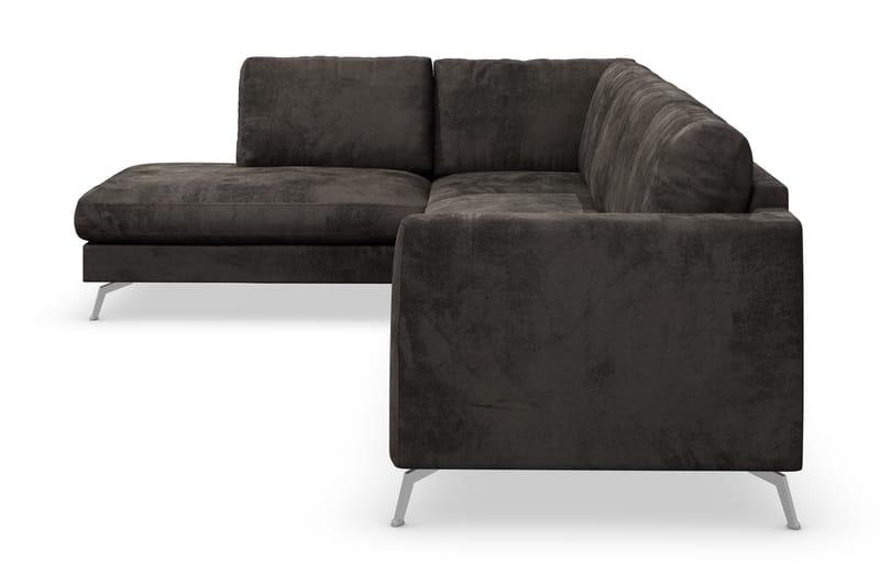 Ocean Lyx 4-personers Venstrevendt L-formet Chaiselongsofa i Fløjl - Mørkegrå - Møbler - Sofaer - Sofa med chaiselong