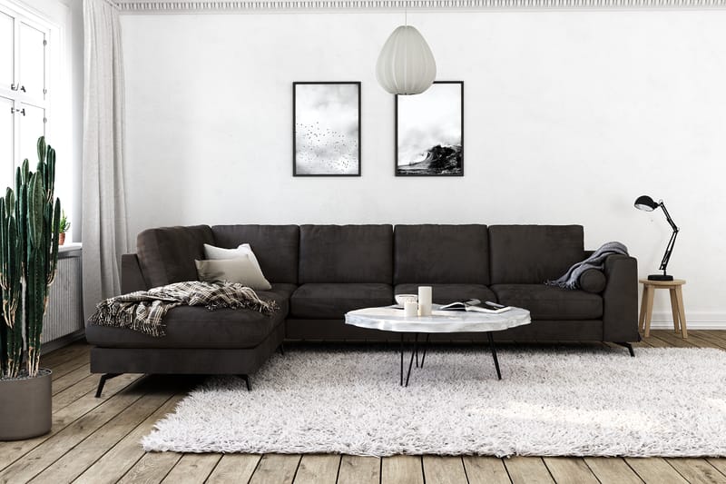 Ocean Lyx 4-pers Sofa med Chaiselong Venstre - Mørkegrå/Velour - Møbler - Sofaer - Sofa med chaiselong