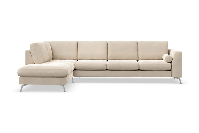 Ocean Lyx 4-pers Sofa med Chaiselong Venstre - Beige/Velour - Sofa med chaiselong