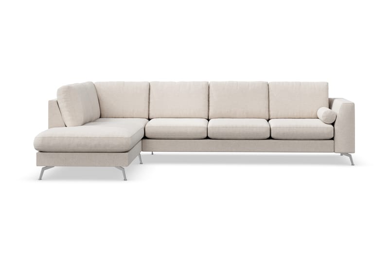 Ocean Lyx 4-personers Venstrevendt L-formet Chaiselongsofa i Stof - Beige - Møbler - Sofaer - Sofa med chaiselong