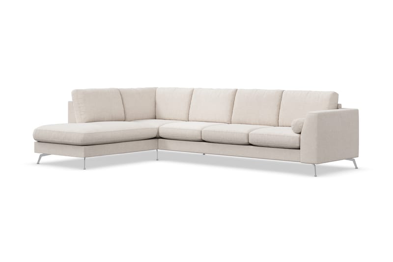 Ocean Lyx 4-personers Venstrevendt L-formet Chaiselongsofa i Stof - Beige - Møbler - Sofaer - Sofa med chaiselong
