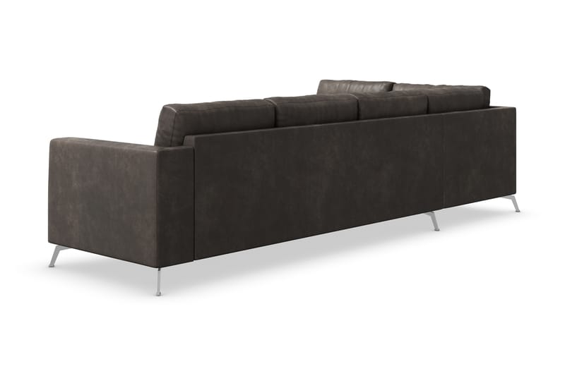 Ocean Lyx 4-personers Venstrevendt L-formet Chaiselongsofa i Kunstlæder - Mørkegrå - Møbler - Sofaer - Sofa med chaiselong