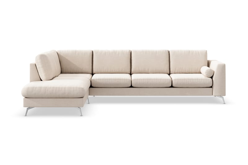 Ocean Lyx 4-personers Venstrevendt L-formet Chaiselongsofa i Stof - Beige - Møbler - Sofaer - Sofa med chaiselong