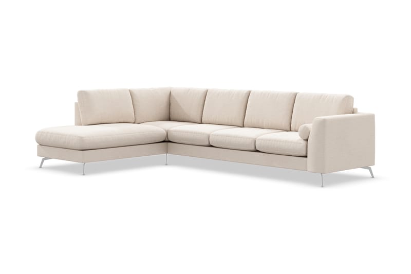 Ocean Lyx 4-personers Venstrevendt L-formet Chaiselongsofa i Stof - Beige - Møbler - Sofaer - Sofa med chaiselong