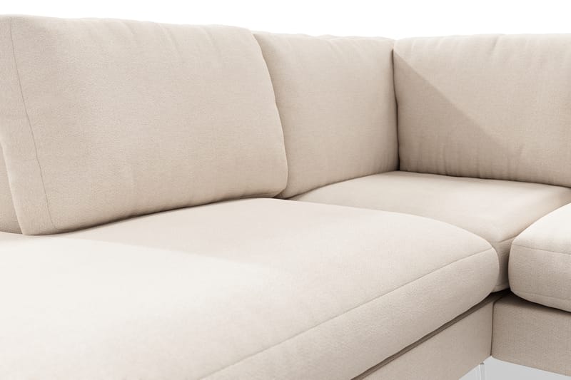Ocean Lyx 4-personers Venstrevendt L-formet Chaiselongsofa i Stof - Beige - Møbler - Sofaer - Sofa med chaiselong