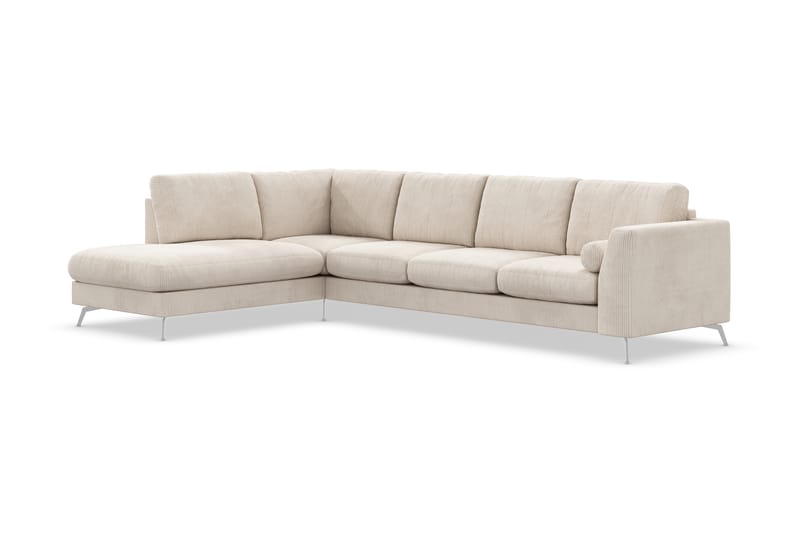 Ocean Lyx 4-personers Venstrevendt L-formet Chaiselongsofa i Manchester - Beige - Møbler - Sofaer - Sofa med chaiselong