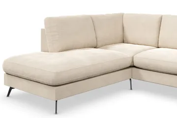 Ocean Lyx 4-personers Venstrevendt L-formet Chaiselongsofa i Fløjl - Beige - Møbler - Sofaer - Sofa med chaiselong
