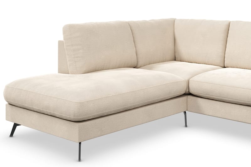 Ocean Lyx 4-personers Venstrevendt L-formet Chaiselongsofa i Fløjl - Beige - Møbler - Sofaer - Sofa med chaiselong - 4 personers sofa med chaiselong