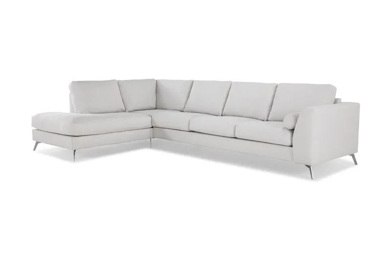 Ocean Lyx 4-personers Venstrevendt L-formet Chaiselongsofa i Stof - Lysegrå - Møbler - Sofaer - Sofa med chaiselong - 4 personers sofa med chaiselong