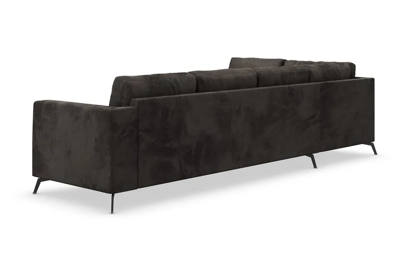Ocean Lyx 4-personers Venstrevendt L-formet Chaiselongsofa i Fløjl - Mørkegrå - Møbler - Sofaer - Sofa med chaiselong - 4 personers sofa med chaiselong