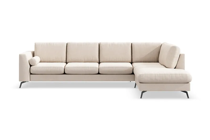 Ocean Lyx 4-personers Højrevendt L-formet Chaiselongsofa i Stof - Beige - Møbler - Sofaer - Sofa med chaiselong - 4 personers sofa med chaiselong