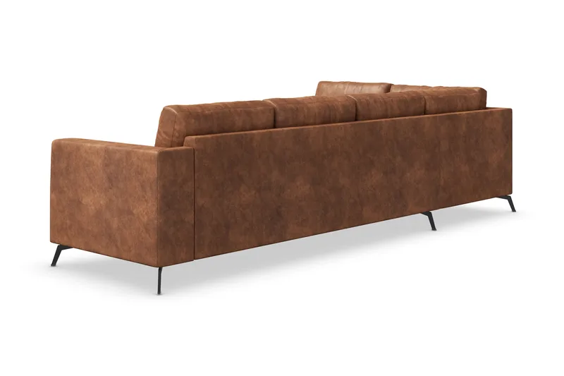 Ocean Lyx 4-personers Venstrevendt L-formet Chaiselongsofa i Kunstlæder - Brun - Møbler - Sofaer - Sofa med chaiselong - 4 personers sofa med chaiselong