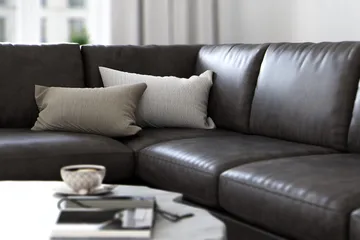 Ocean Lyx 4-personers Venstrevendt L-formet Chaiselongsofa i Kunstlæder - Mørkegrå - Møbler - Sofaer - Sofa med chaiselong