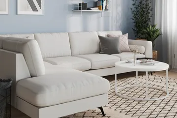 Ocean Lyx 4-personers Venstrevendt L-formet Chaiselongsofa i Stof - Lysegrå - Møbler - Sofaer - Sofa med chaiselong