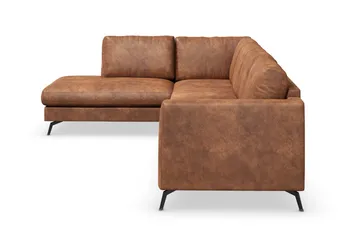 Ocean Lyx 4-personers Venstrevendt L-formet Chaiselongsofa i Kunstlæder - Brun - Møbler - Sofaer - Sofa med chaiselong