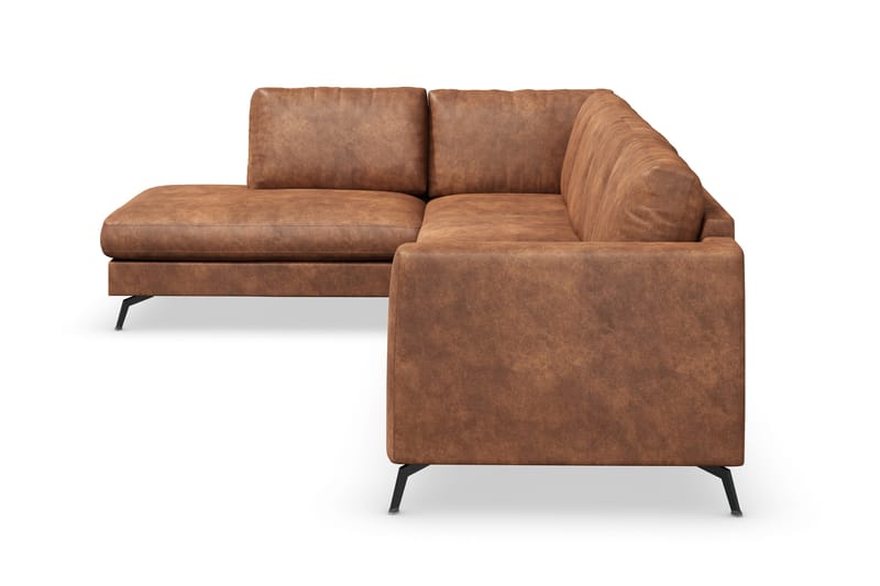 Ocean Lyx 4-personers Venstrevendt L-formet Chaiselongsofa i Kunstlæder - Brun - Møbler - Sofaer - Sofa med chaiselong - 4 personers sofa med chaiselong