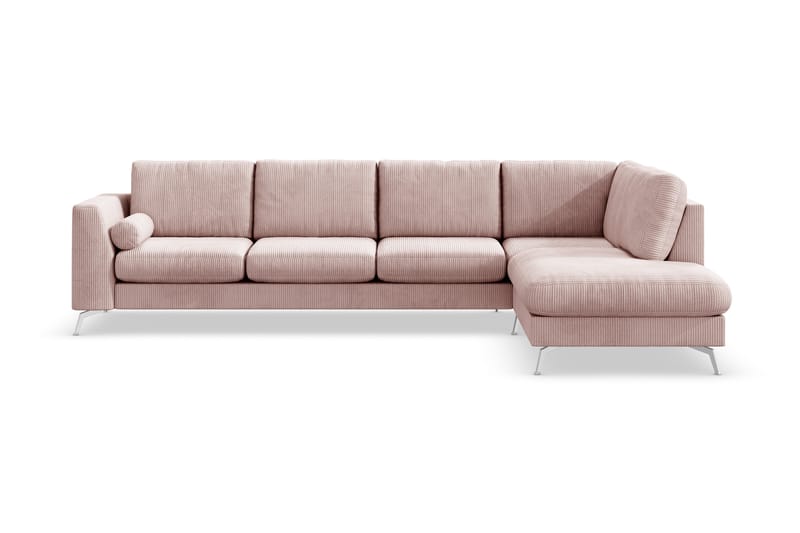 Ocean Lyx 4-personers Højrevendt L-formet Chaiselongsofa i Manchester - Rosa - Møbler - Sofaer - Sofa med chaiselong - 4 personers sofa med chaiselong