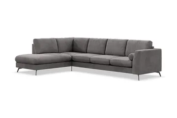 Ocean Lyx 4-personers Venstrevendt L-formet Chaiselongsofa i Manchester - Mørkegrå - Møbler - Sofaer - Sofa med chaiselong