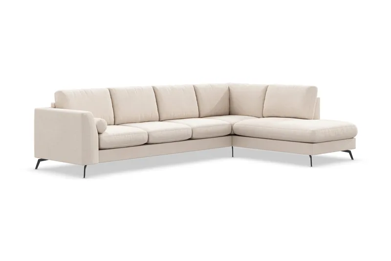 Ocean Lyx 4-personers Højrevendt L-formet Chaiselongsofa i Stof - Beige - Møbler - Sofaer - Sofa med chaiselong - 4 personers sofa med chaiselong