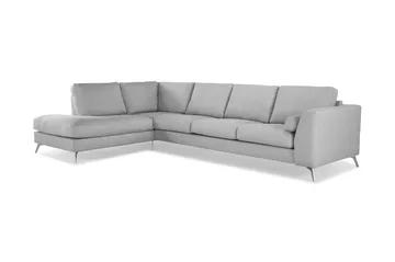 Ocean Lyx 4-personers Venstrevendt L-formet Chaiselongsofa i Stof - Grå - Møbler - Sofaer - Sofa med chaiselong