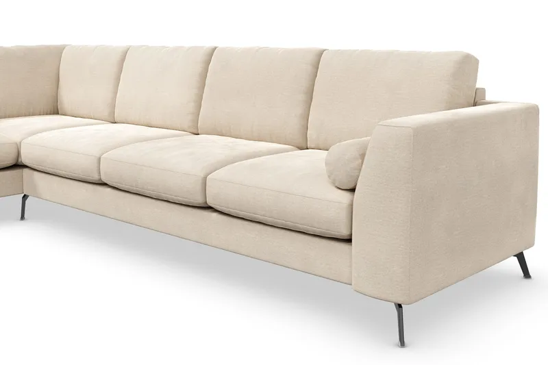 Ocean Lyx 4-personers Venstrevendt L-formet Chaiselongsofa i Fløjl - Beige - Møbler - Sofaer - Sofa med chaiselong - 4 personers sofa med chaiselong