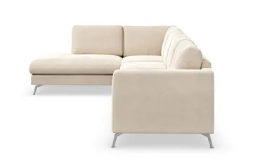 Ocean Lyx 4-personers Venstrevendt L-formet Chaiselongsofa i Fløjl - Beige - Møbler - Sofaer - Sofa med chaiselong
