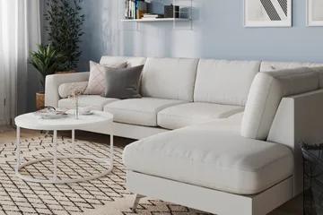 Ocean Lyx 4-personers Højrevendt L-formet Chaiselongsofa i Stof - Lysegrå - Møbler - Sofaer - Sofa med chaiselong