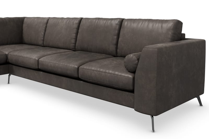 Ocean Lyx 4-personers Venstrevendt L-formet Chaiselongsofa i Kunstlæder - Mørkegrå - Møbler - Sofaer - Sofa med chaiselong - 4 personers sofa med chaiselong