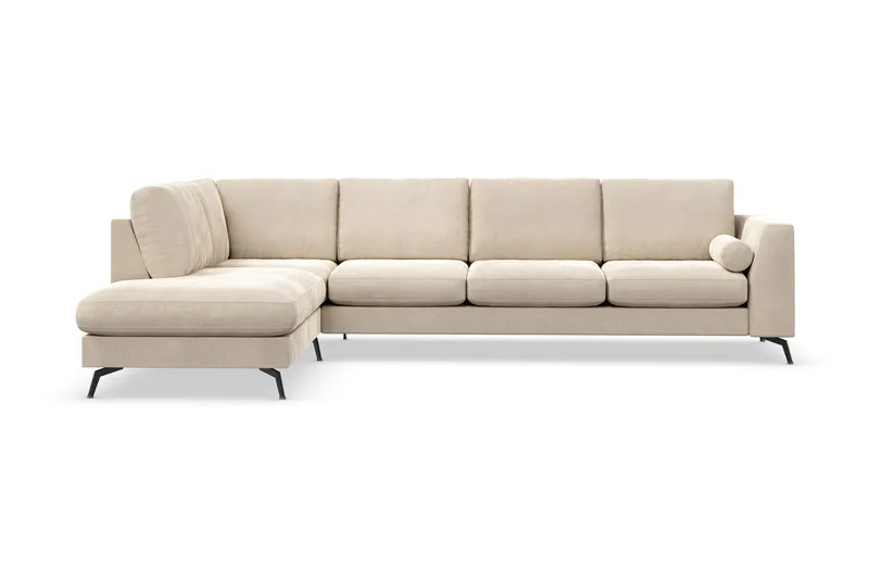 Ocean Lyx 4-personers Venstrevendt L-formet Chaiselongsofa i Fløjl, Beige