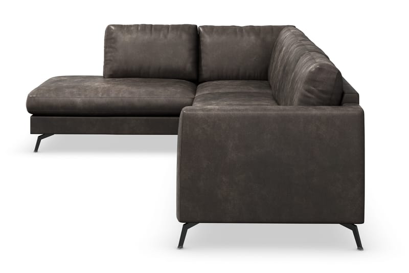 Ocean Lyx 4-personers Venstrevendt L-formet Chaiselongsofa i Kunstlæder - Mørkegrå - Møbler - Sofaer - Sofa med chaiselong - 4 personers sofa med chaiselong
