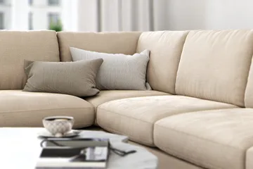 Ocean Lyx 4-personers Venstrevendt L-formet Chaiselongsofa i Fløjl - Beige - Møbler - Sofaer - Sofa med chaiselong