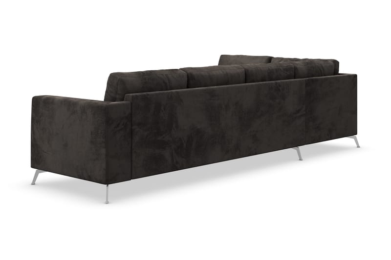 Ocean Lyx 4-personers Venstrevendt L-formet Chaiselongsofa i Fløjl - Mørkegrå - Møbler - Sofaer - Sofa med chaiselong - 4 personers sofa med chaiselong