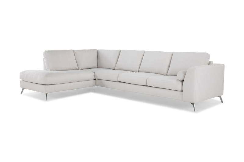 Ocean Lyx 4-personers Venstrevendt L-formet Chaiselongsofa i Stof - Lysegrå - Møbler - Sofaer - Sofa med chaiselong