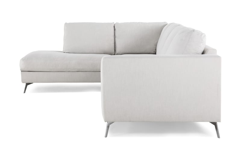 Ocean Lyx 4-personers Venstrevendt L-formet Chaiselongsofa i Stof - Lysegrå - Møbler - Sofaer - Sofa med chaiselong