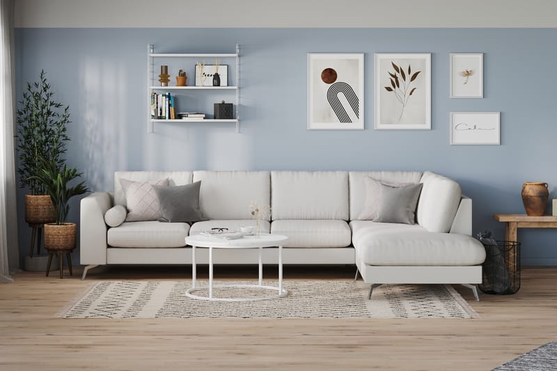 Ocean Lyx 4-personers Højrevendt L-formet Chaiselongsofa i Stof - Lysegrå - Møbler - Sofaer - Sofa med chaiselong