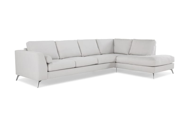 Ocean Lyx 4-personers Højrevendt L-formet Chaiselongsofa i Stof - Lysegrå - Møbler - Sofaer - Sofa med chaiselong