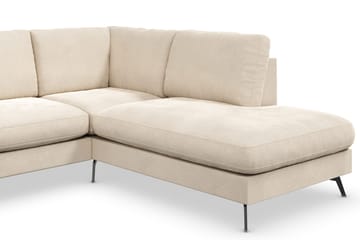 Ocean Lyx 4-personers Højrevendt L-formet Chaiselongsofa i Fløjl - Beige - Møbler - Sofaer - Sofa med chaiselong