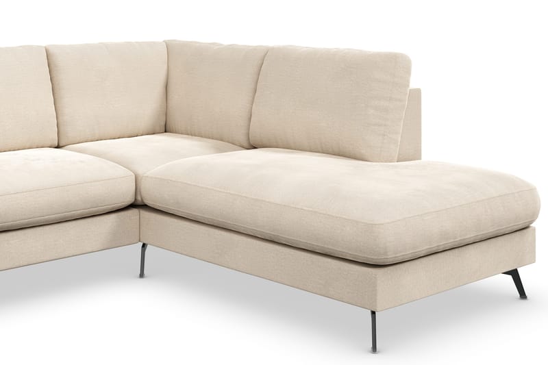 Ocean Lyx 4-personers Højrevendt L-formet Chaiselongsofa i Fløjl - Beige - Møbler - Sofaer - Sofa med chaiselong - 4 personers sofa med chaiselong