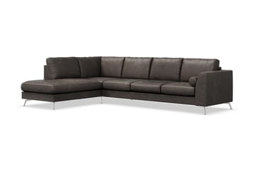 Ocean Lyx 4-personers Venstrevendt L-formet Chaiselongsofa i Kunstlæder - Mørkegrå - Møbler - Sofaer - Sofa med chaiselong
