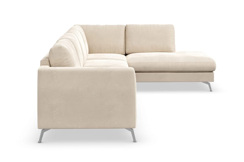 Ocean Lyx 4-personers Højrevendt L-formet Chaiselongsofa i Fløjl - Beige - Møbler - Sofaer - Sofa med chaiselong - 4 personers sofa med chaiselong
